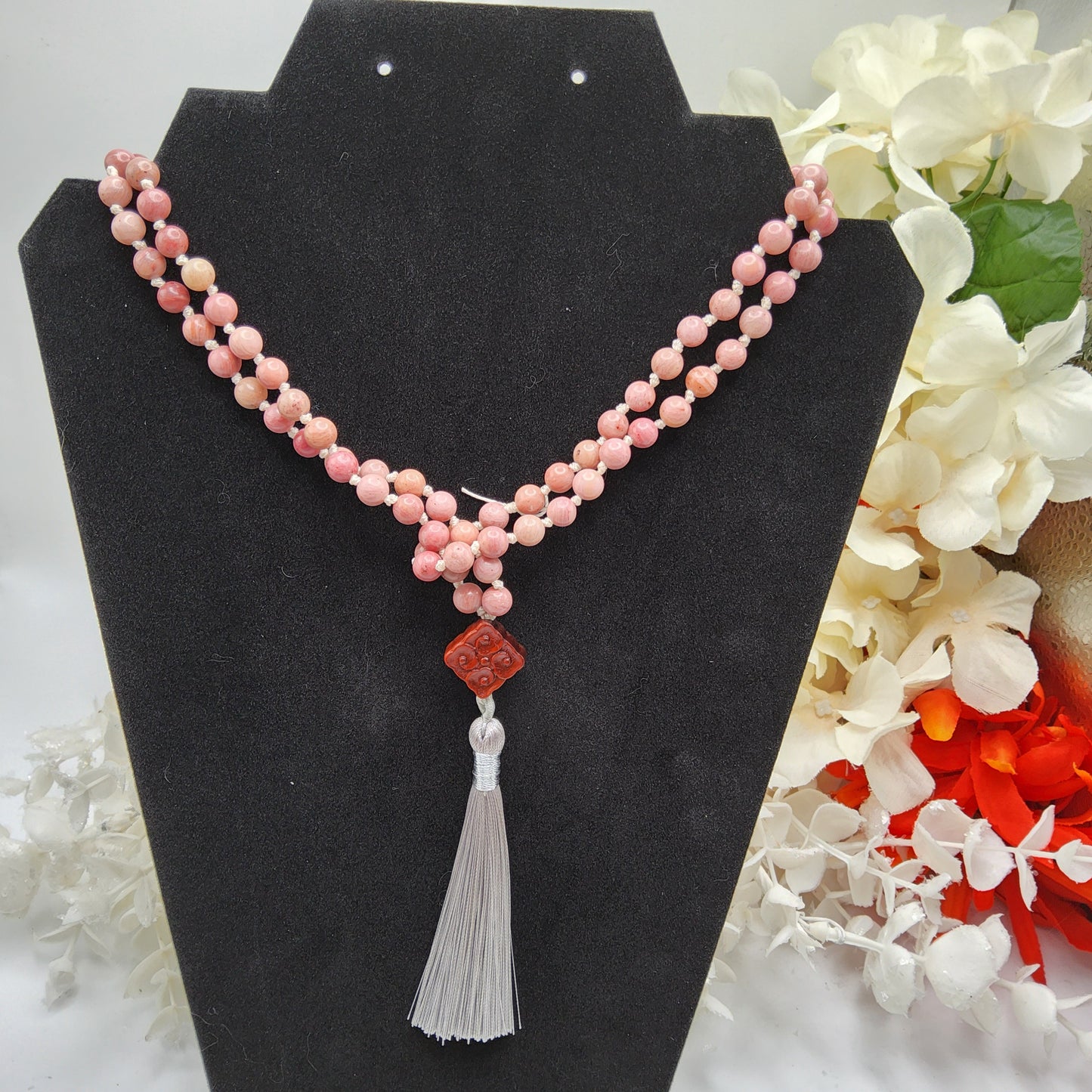 Mala Rhodonite 6mm with Sandalwood accent