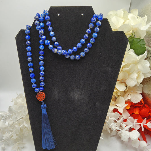 Mala 8mm Lapis Lazuli with Sandalwood accent