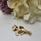 Vintage Gold Toned Pearl and Jade Flower Brooch