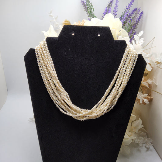 Vintage Coro Gold Tone Faux Pearl Bib Necklace