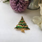 Vintage 1970's Christmas Tree Green Enamel Brooch