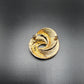 Vintage Round Gold Toned Brushed Chunky Brooch