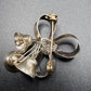 Vintage Mexico Sterling Silver Bow and Bells Brooch signed RJP