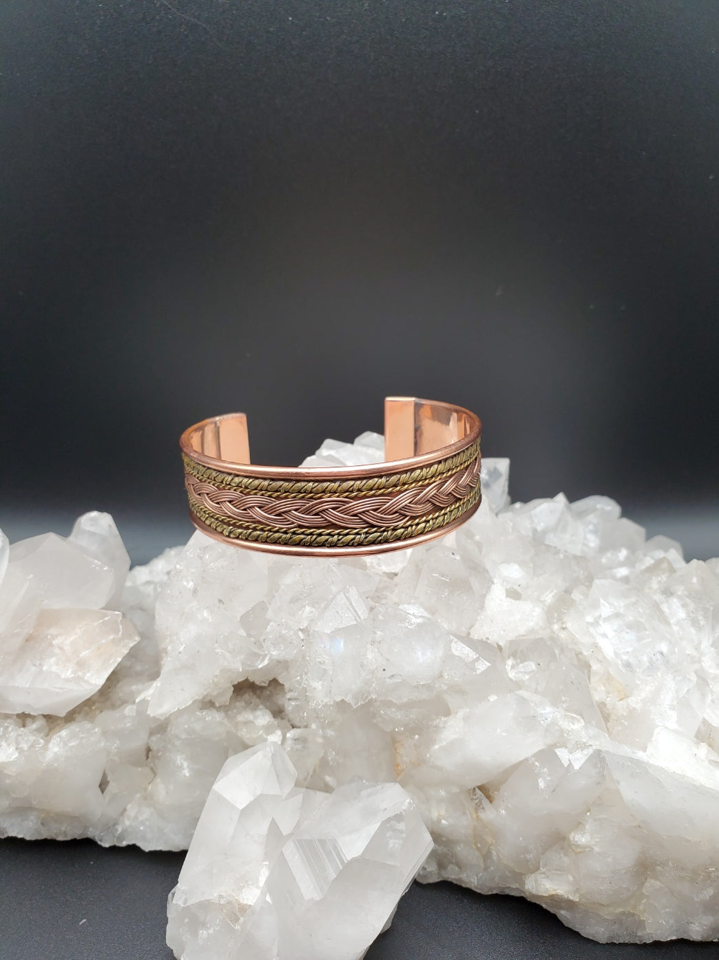 Copper wide braided design bracelet