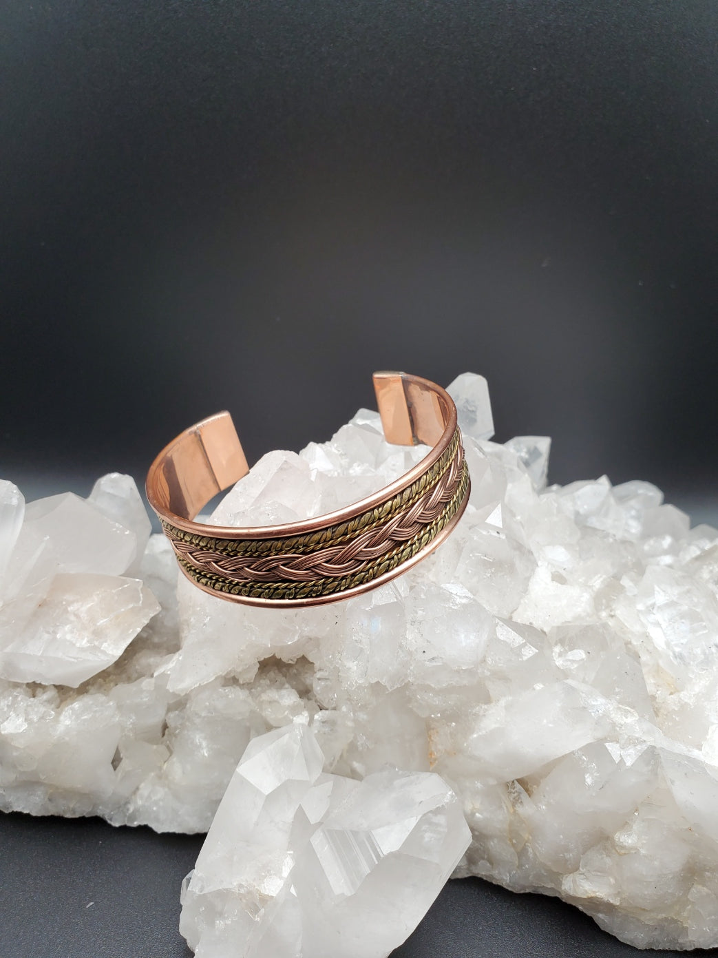 Copper wide braided design bracelet