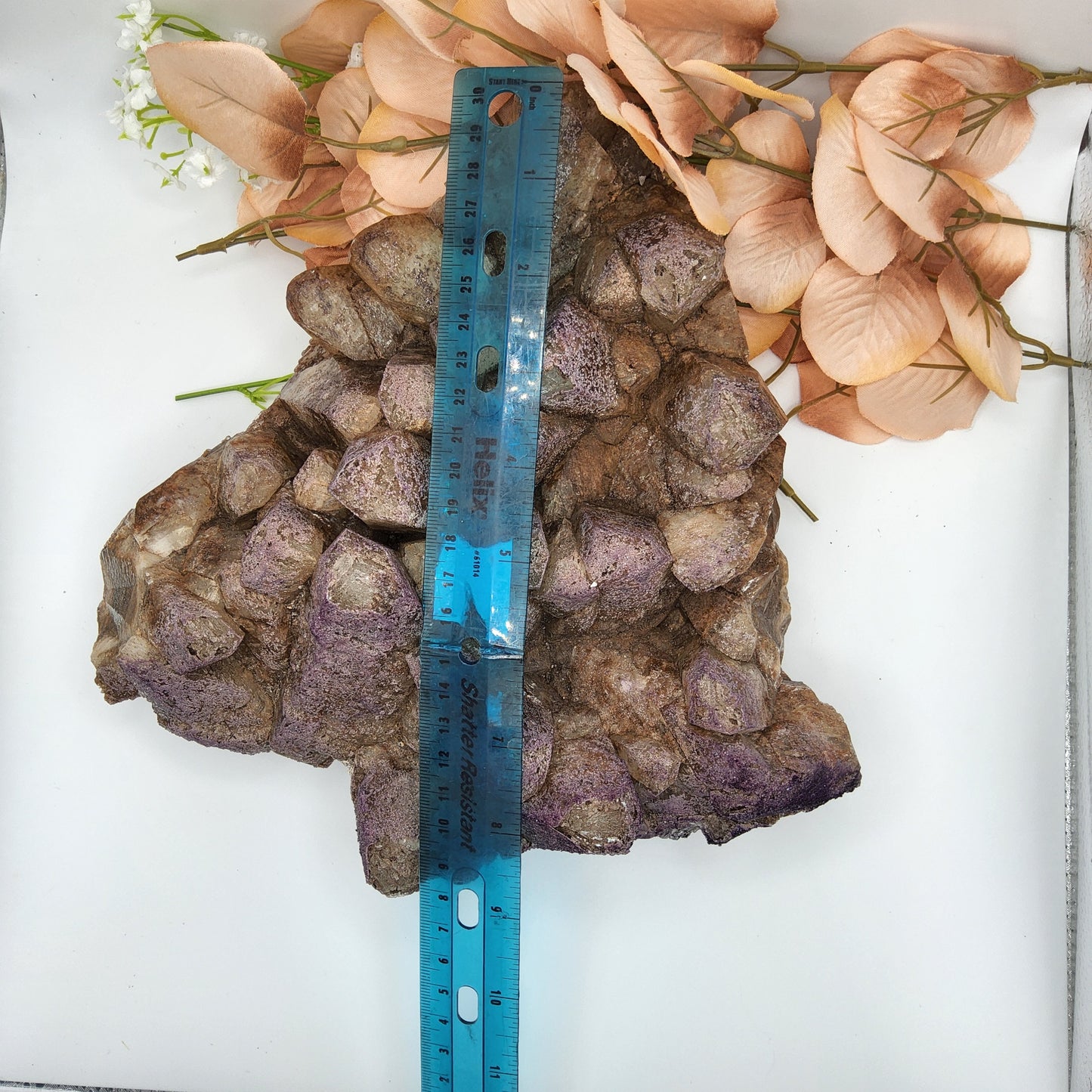 Yttrium Fluorite on Dogtooth Calcite Large