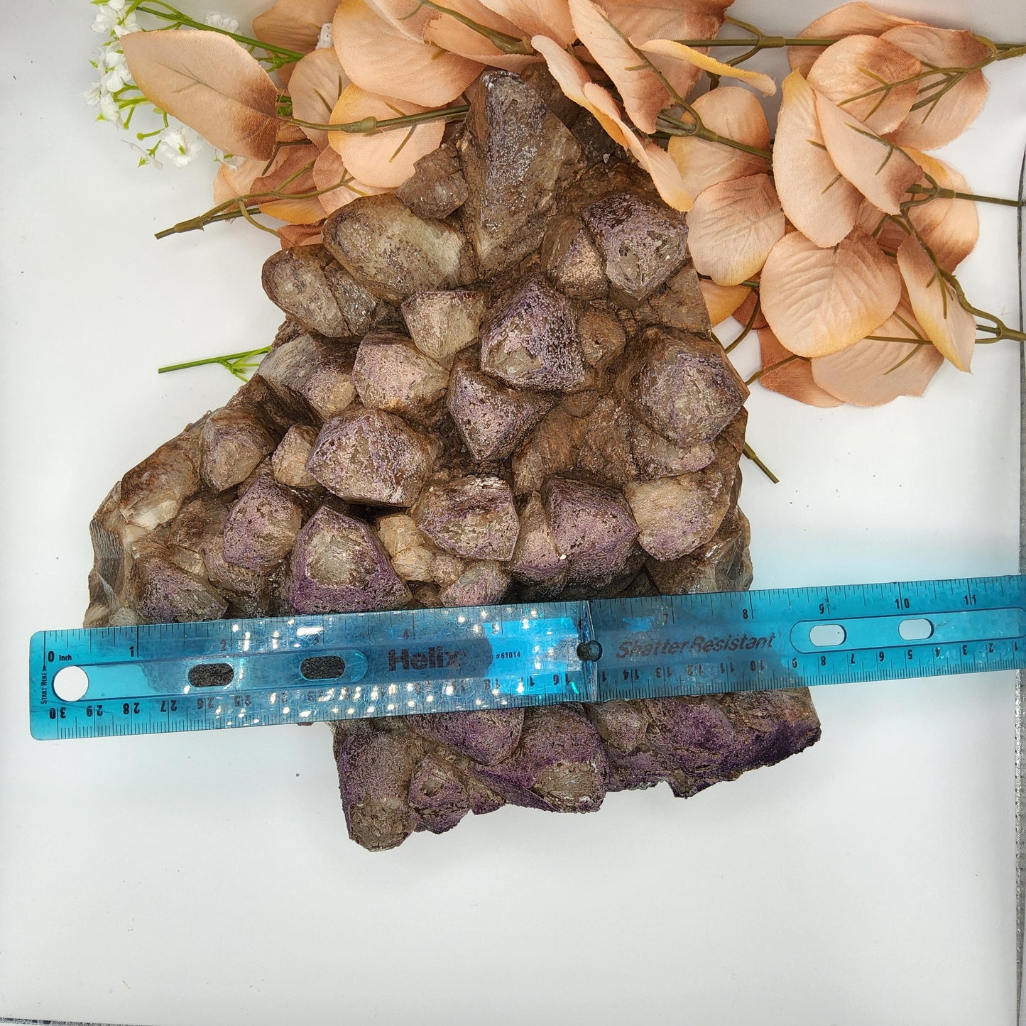 Yttrium Fluorite on Dogtooth Calcite Large