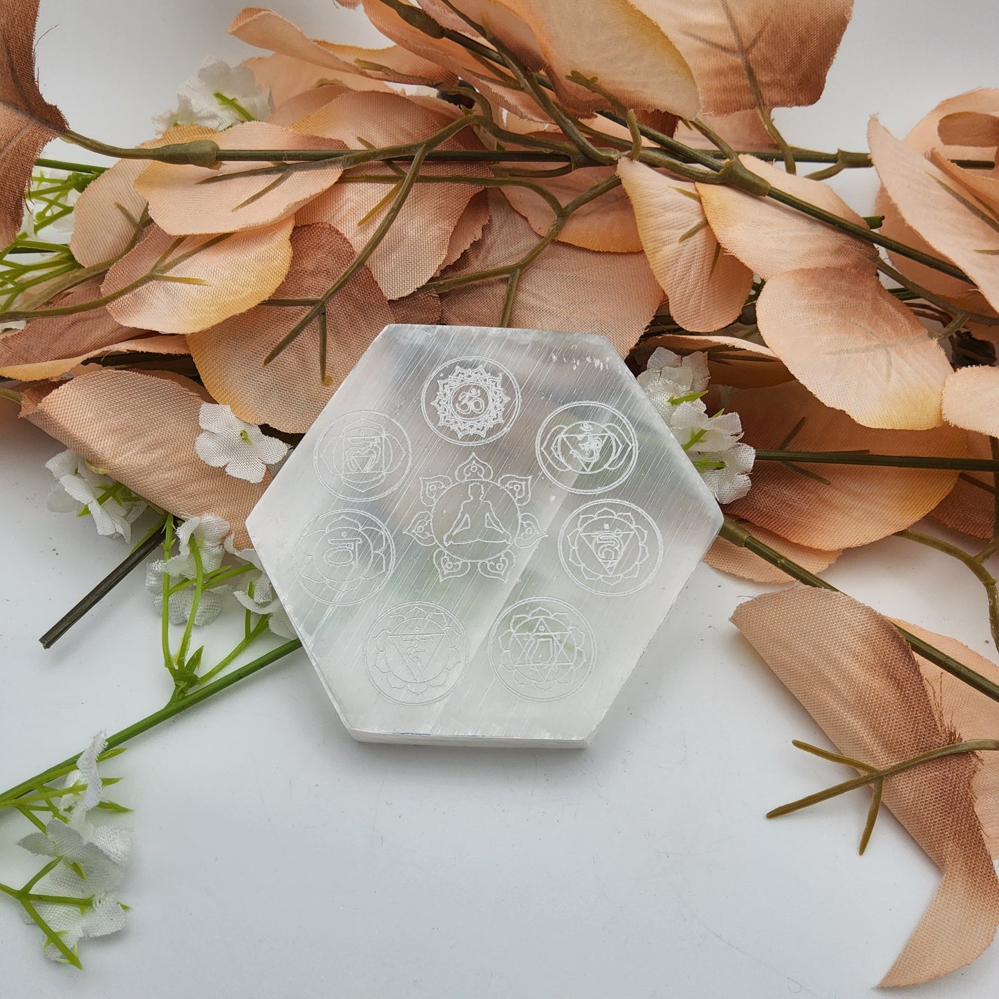 Chakra Selenite Charging Plate hexagon