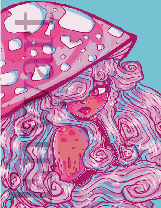 Print Jellyfish Mushroom girl